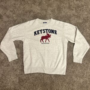 Blue 84 Keystone Colorado Men’s M Crew Sweatshirt Moose Graphic Gray Embroidered